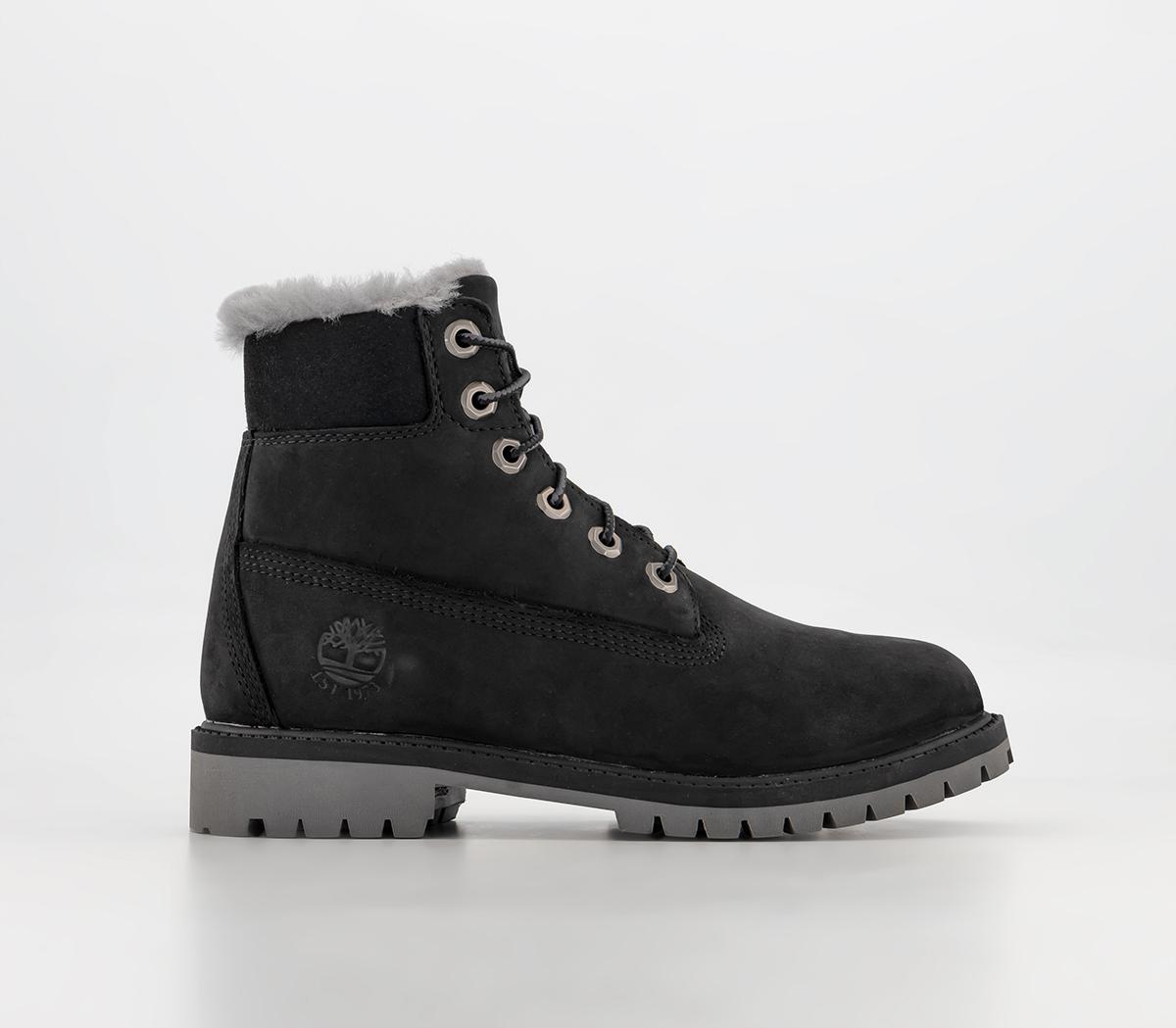 Timberland Inch Fur Lined Junior Boots Black Women's Ankle Boots - Main Image