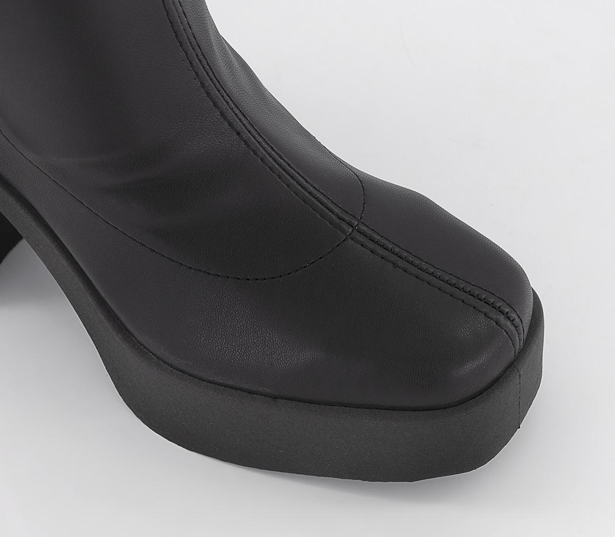 OFFICE Amenna Wide Fit Sock Heeled Boots Black Women's Ankle Boots