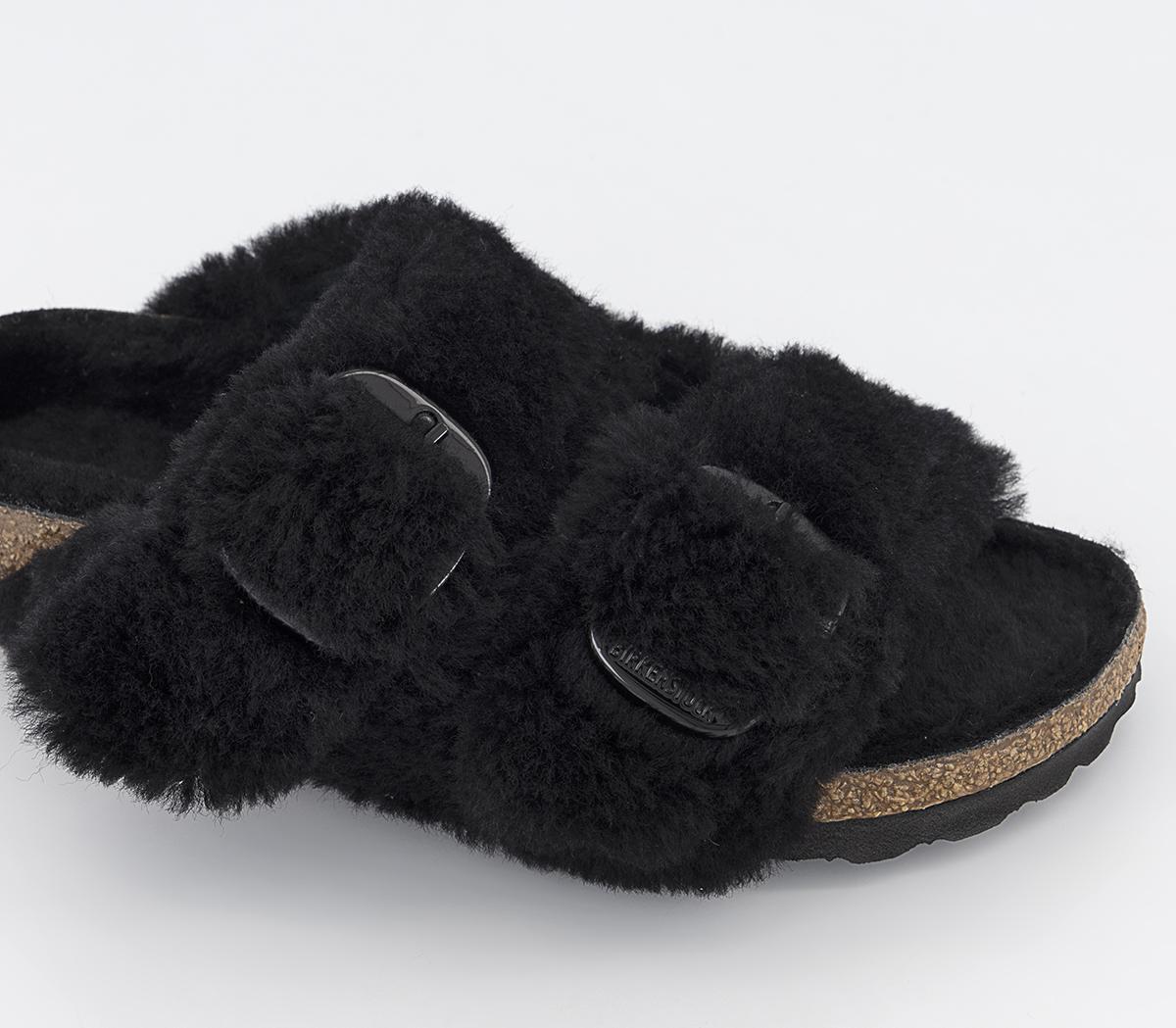 BIRKENSTOCK teddy サンダル BIRKENSTOCK Arizona Big Buckle Teddy Sandals Black - Flat Shoes