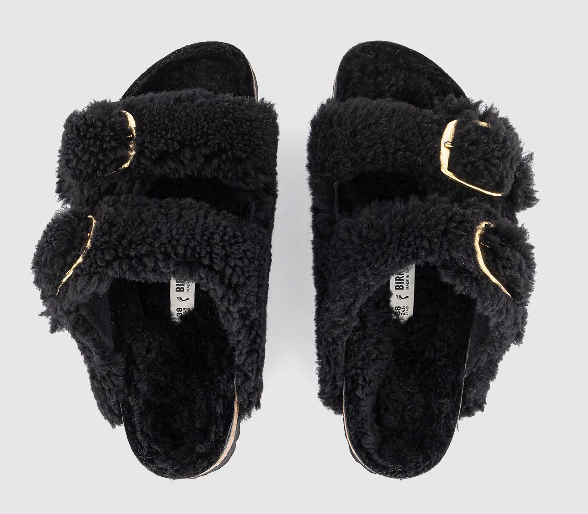 BIRKENSTOCKArizona Big Buckle Teddy Sandals BIRKENSTOCKArizona Big Buckle Teddy SandalsBlack Gold Laf