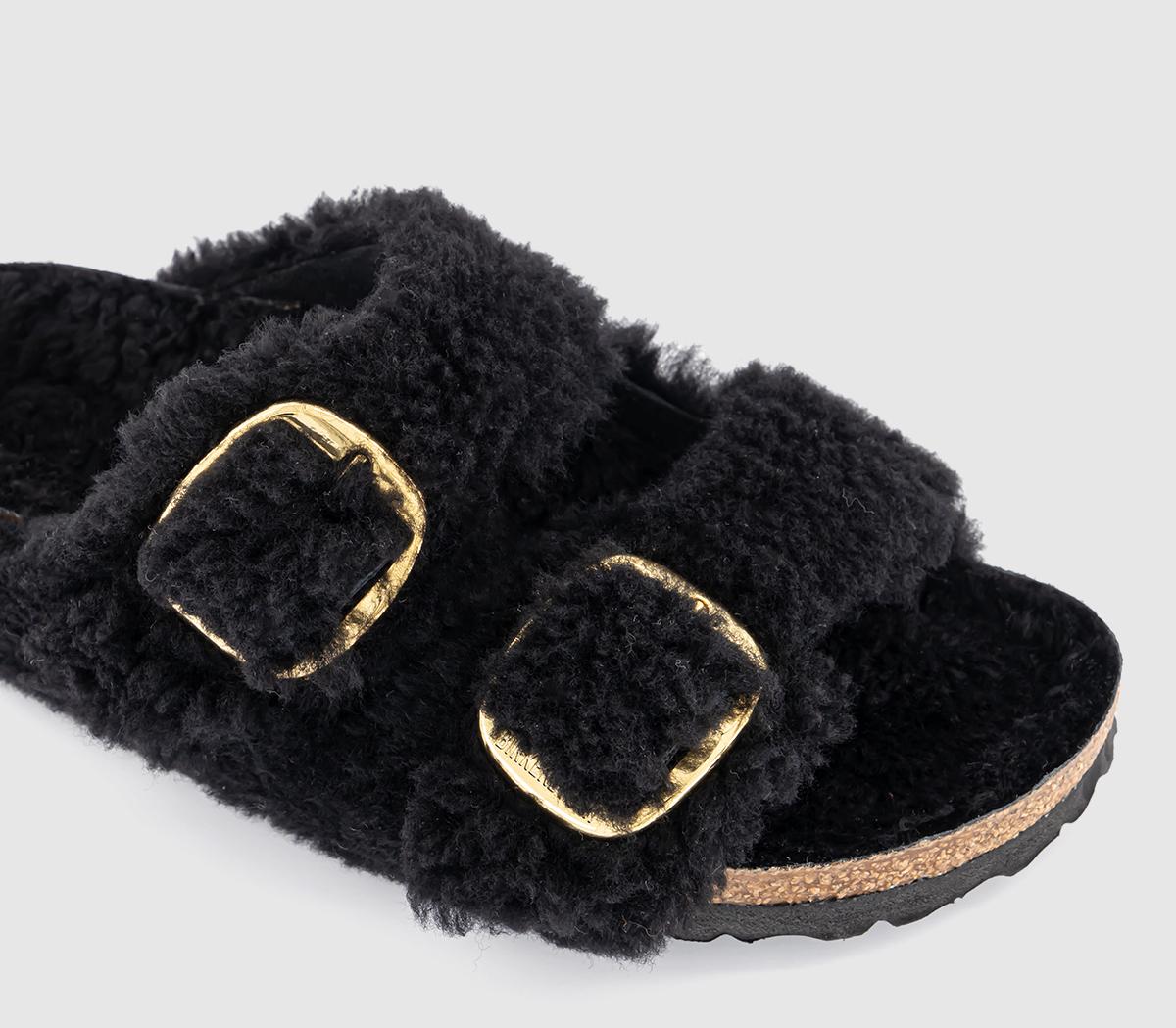 BIRKENSTOCKArizona Big Buckle Teddy Sandals BIRKENSTOCKArizona Big Buckle Teddy SandalsBlack Gold Laf