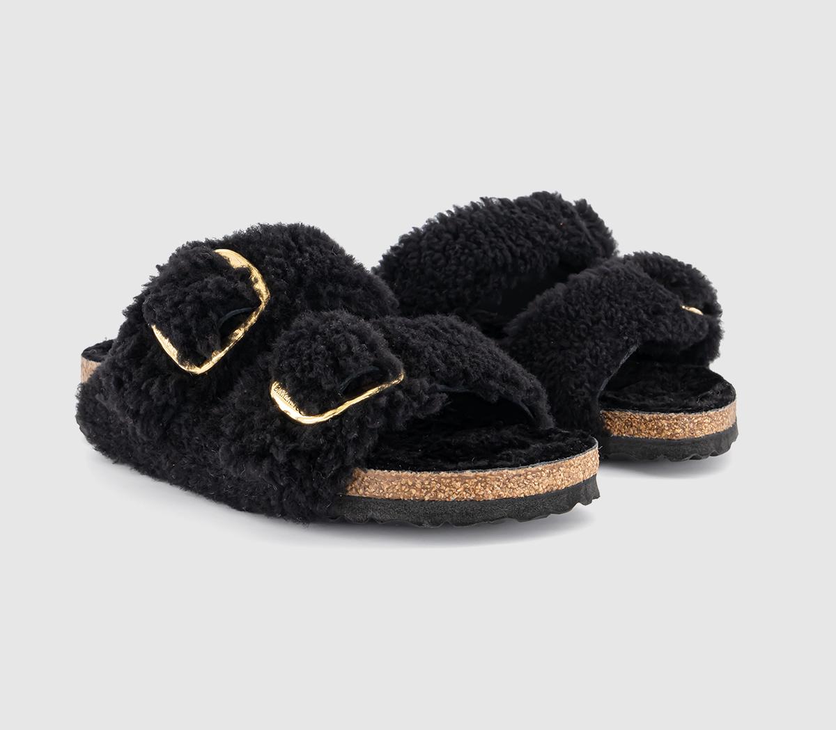 BIRKENSTOCKArizona Big Buckle Teddy Sandals BIRKENSTOCKArizona Big Buckle Teddy SandalsBlack Gold Laf
