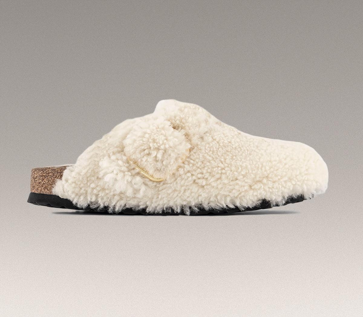 BIRKENSTOCK Boston Big Buckle Teddy Clogs Eggshell Shearling