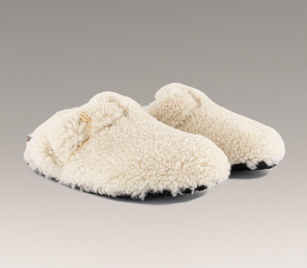 BIRKENSTOCK Boston Big Buckle Teddy Clogs Eggshell Shearling