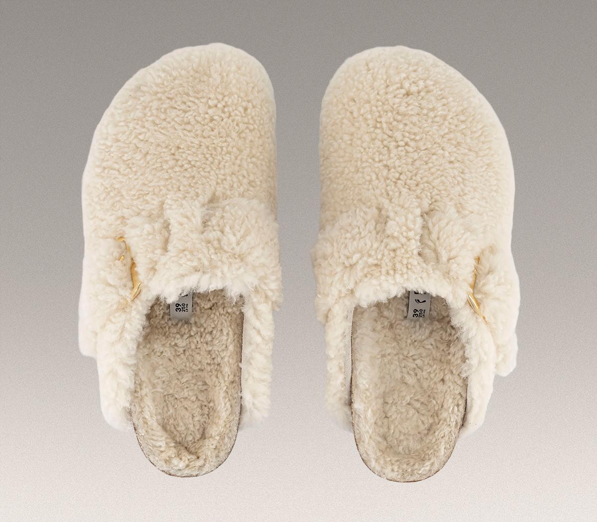BIRKENSTOCK Boston Big Buckle Teddy Clogs Eggshell Shearling