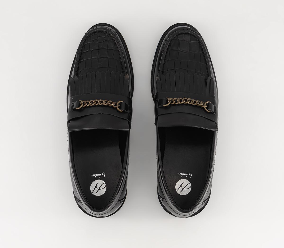 Hudson London Archer Chain Loafers Black - Men’s Smart Shoes