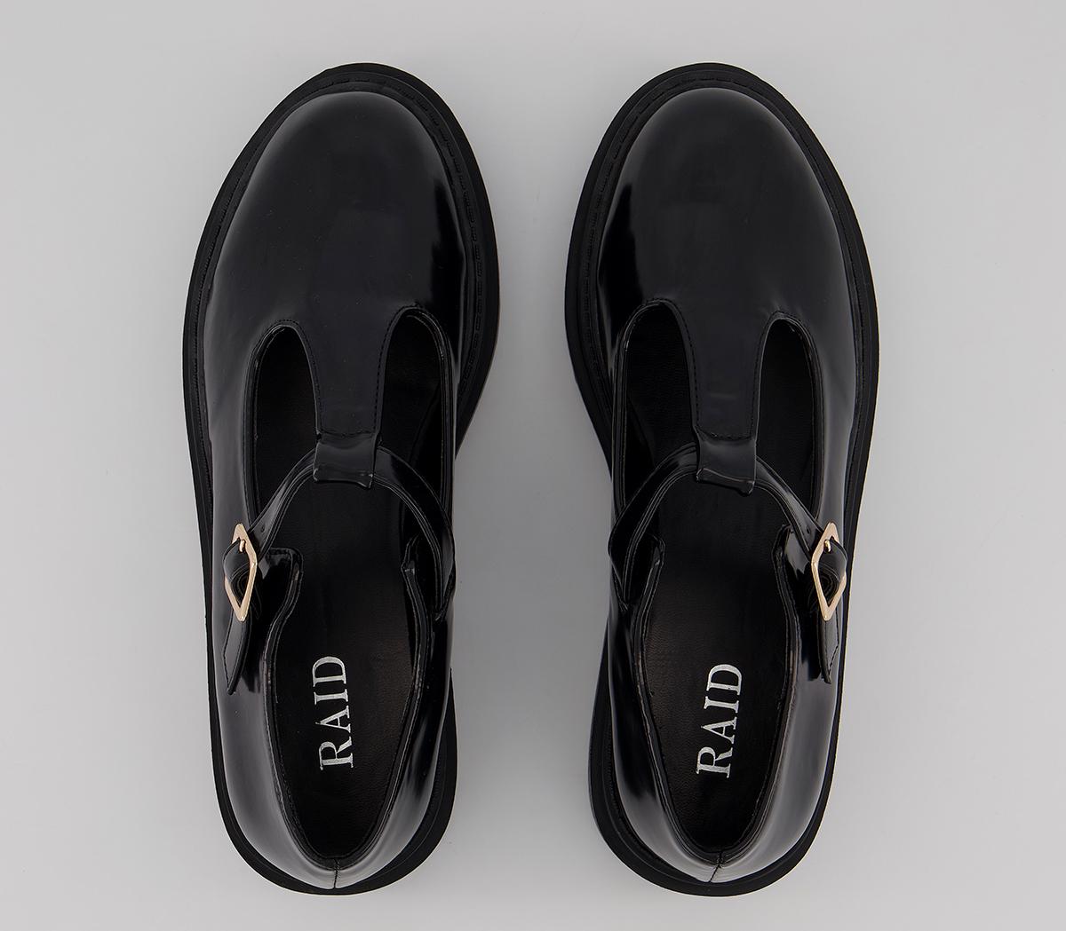 Raid Boston T Bar Shoes Black Patent Monday to Friday