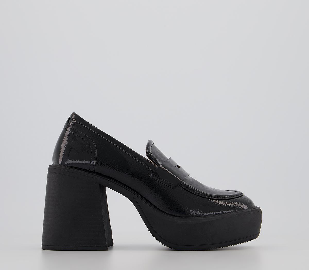 Raid Presha Heeled Loafers Black Patent Women’s Loafers