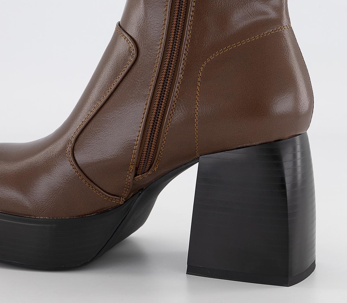 Raid Raewyn Platform Knee High Boots Brown Knee High Boots