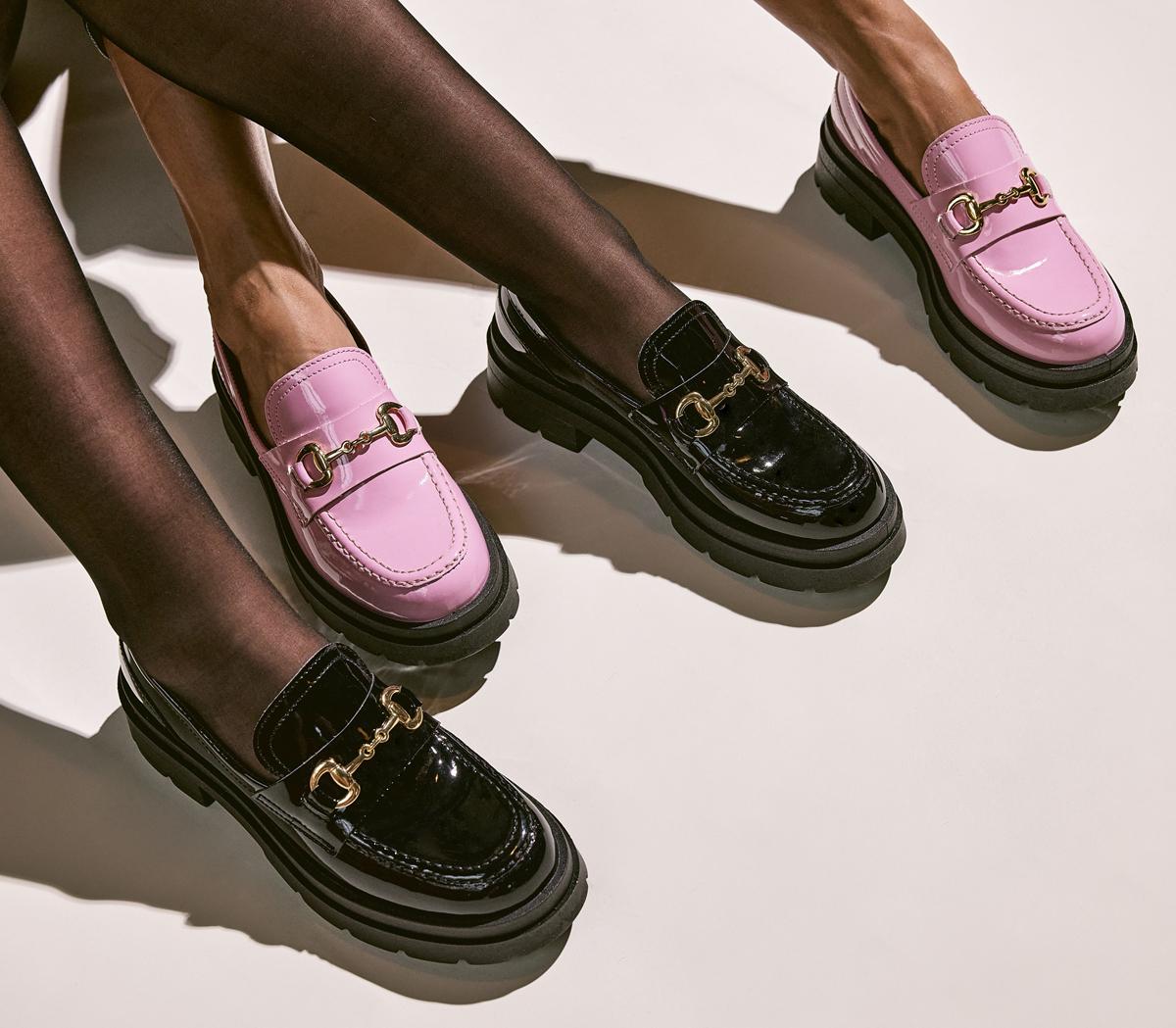 OFFICEFrenchie Patent Snaffle Chunky LoafersPink Patent
