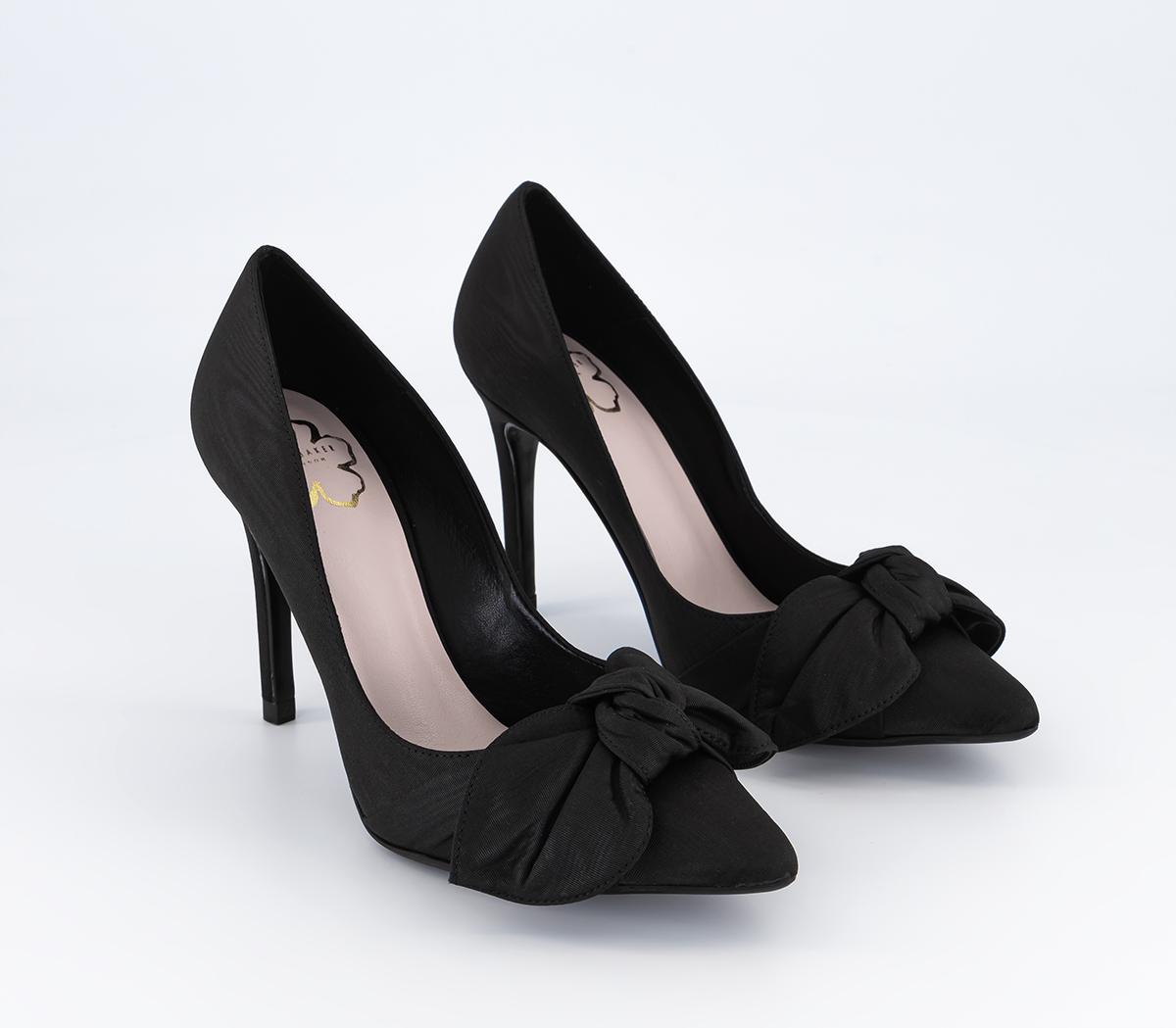 Ted Baker Hyana Moire Satin Bow Court Heels Black Mid Heels