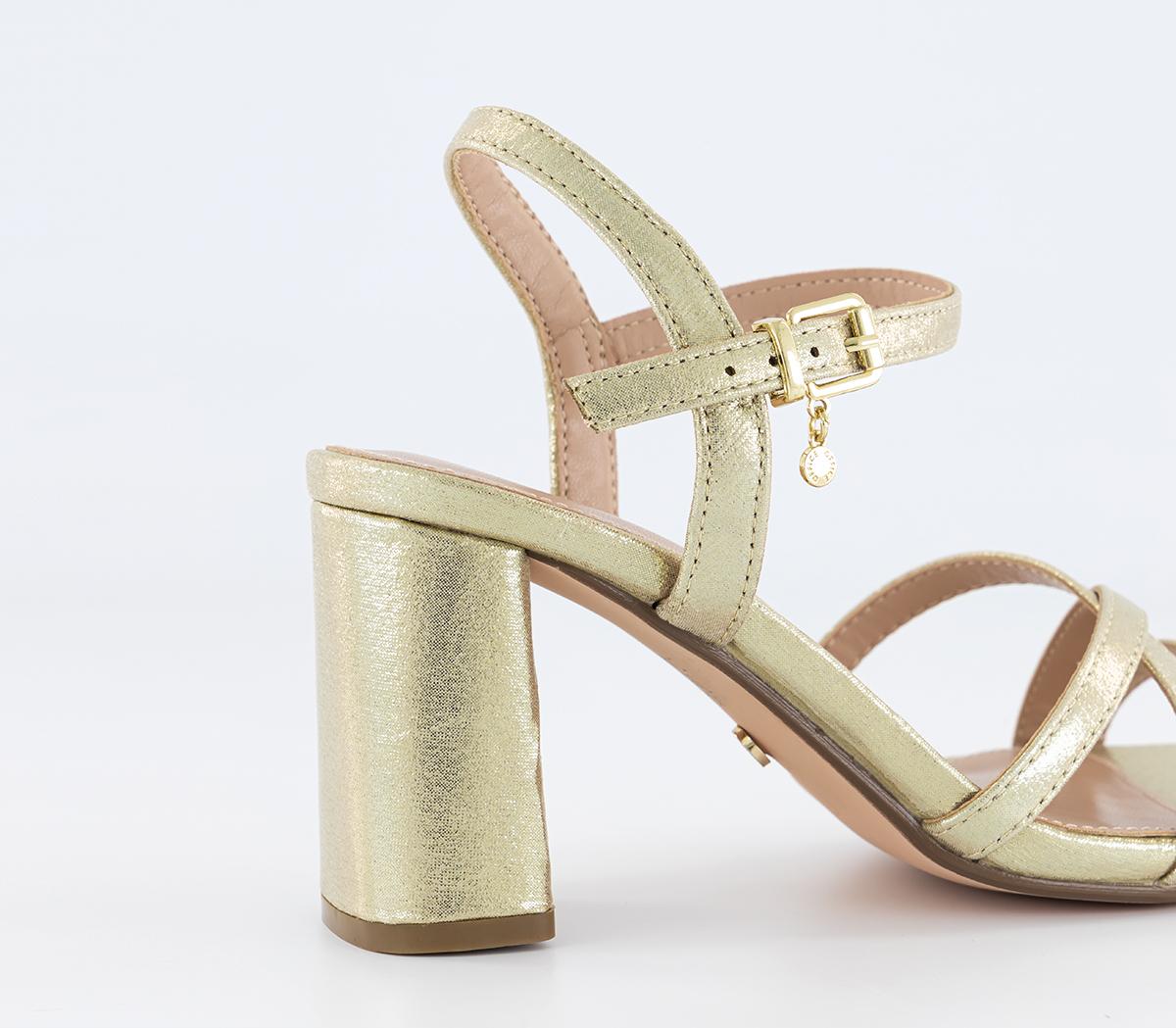 OFFICEWide Fit Moonstone Two Part Block HeelsGold Textile