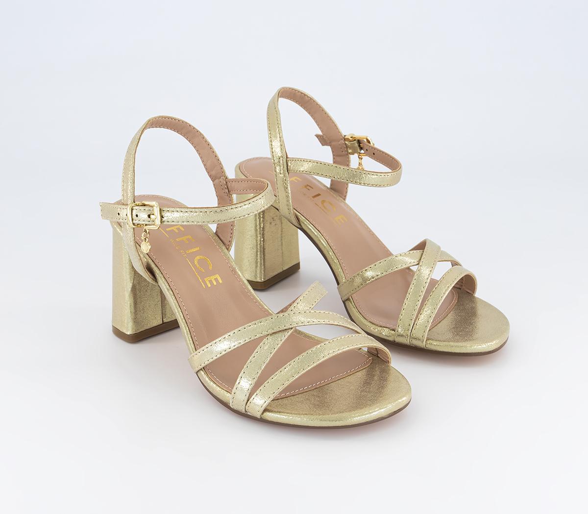 OFFICEWide Fit Moonstone Two Part Block HeelsGold Textile