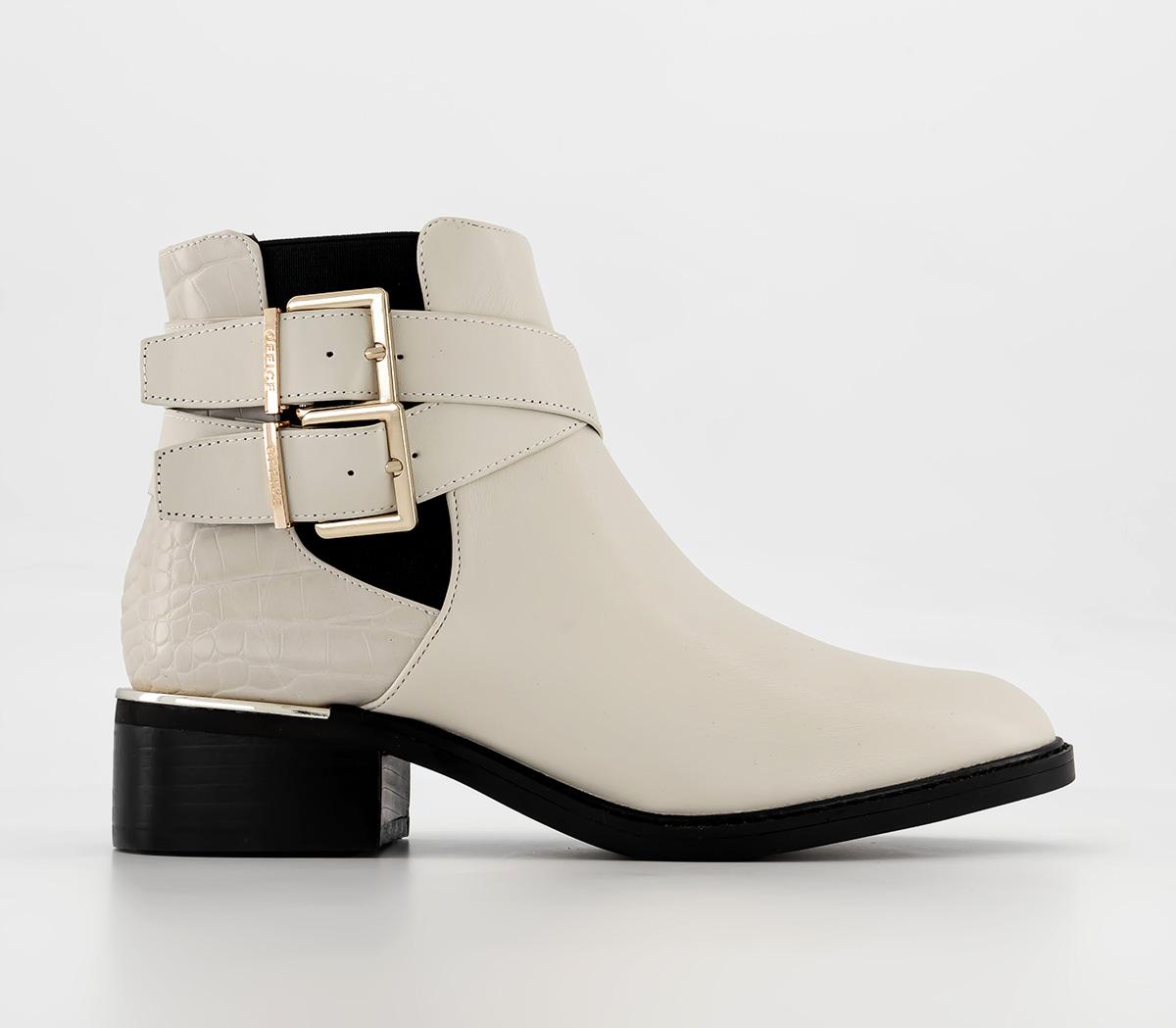 OFFICEWide Fit Ana-Maria Buckle Strap Ankle BootsCream
