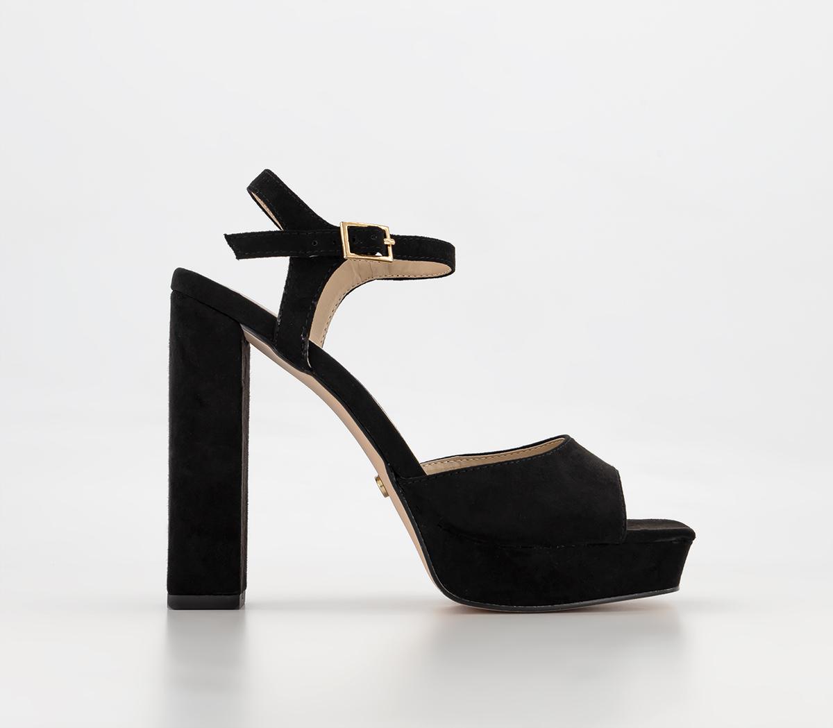 Wide Fit Hearty Square Toe Platforms Black Micro