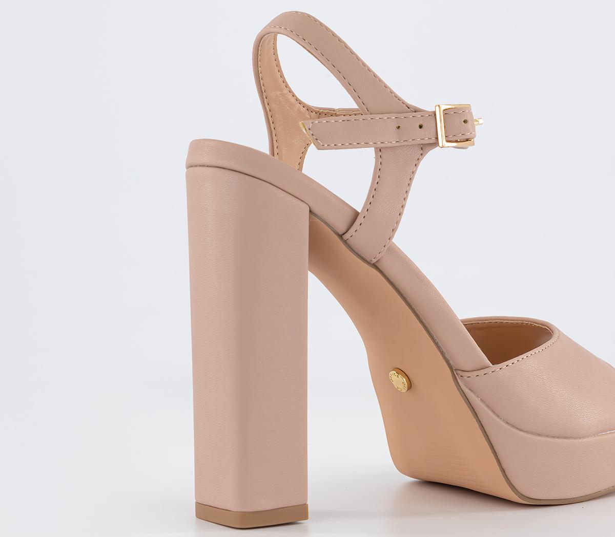 OFFICE Wide Fit Hearty Square Toe Platforms Beige High Heels