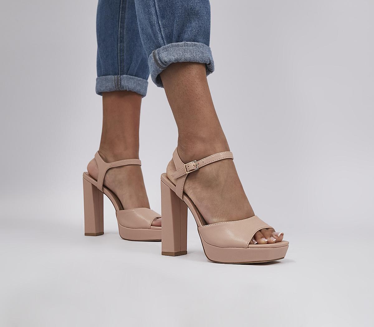 Wide Fit Hearty Square Toe Platforms Beige