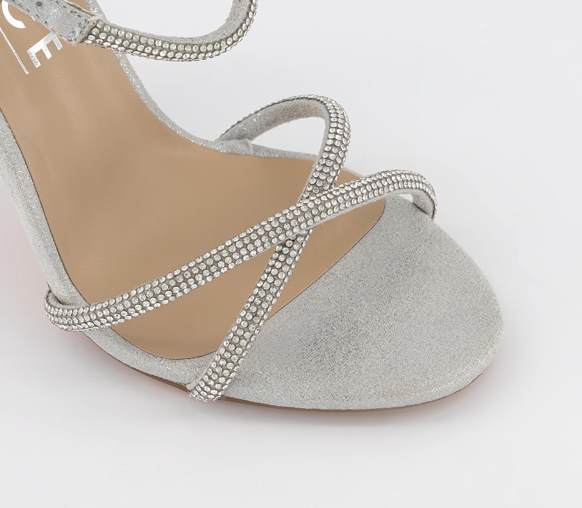 OFFICEWide Fit Honor Embellished Front Strap Heels OFFICEWide Fit Honor Embellished Front Strap HeelsSilver
