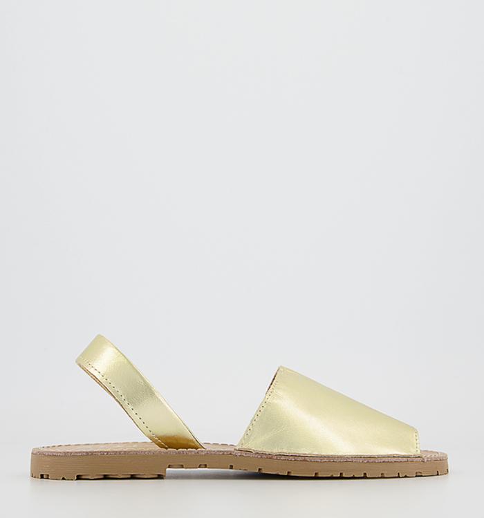 OFFICE Sandra Leather Slingback Sandals Gold Leather