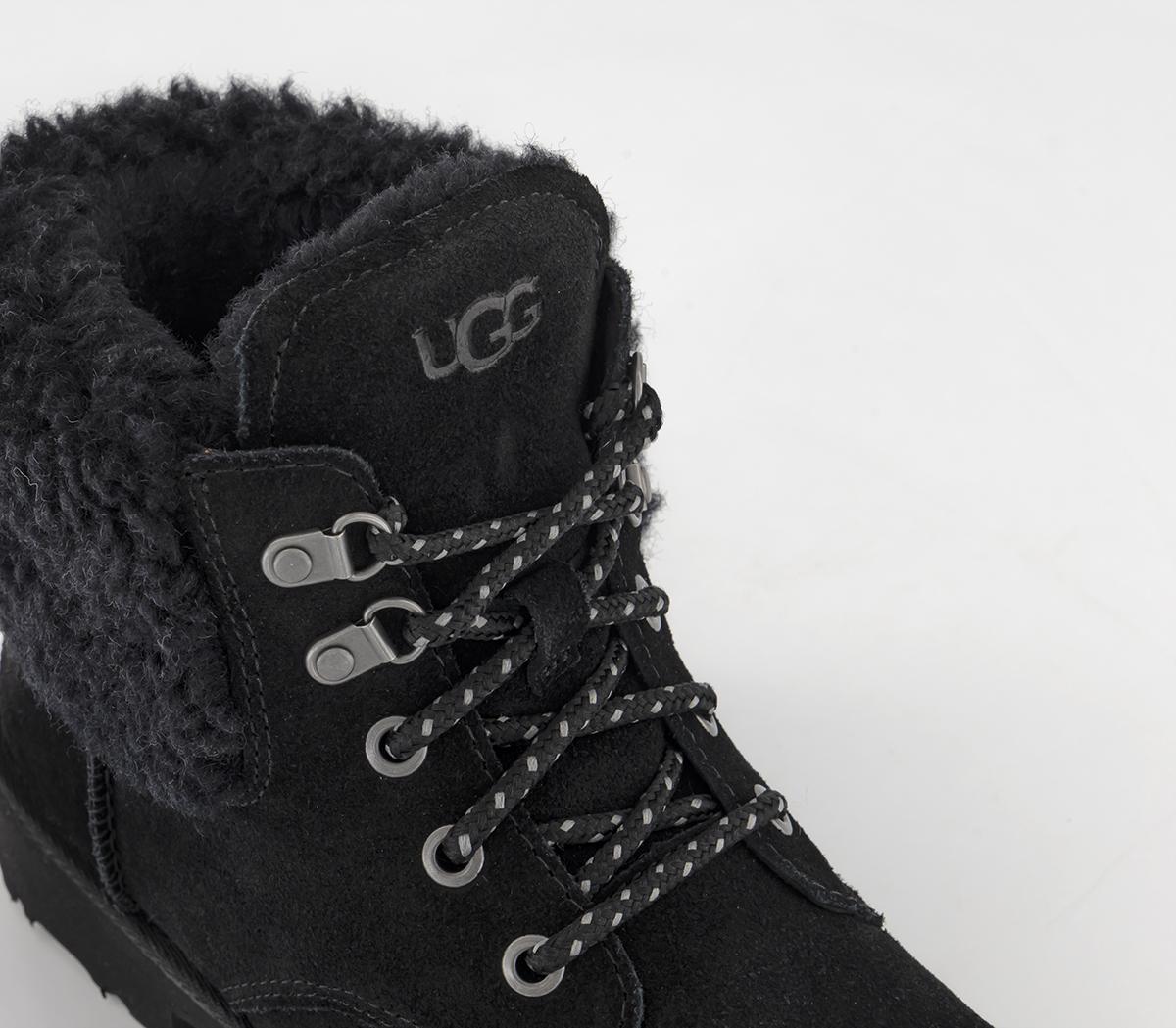 UGG Romely Heritage Lace Up Boots Black - Flat Shoes for Women