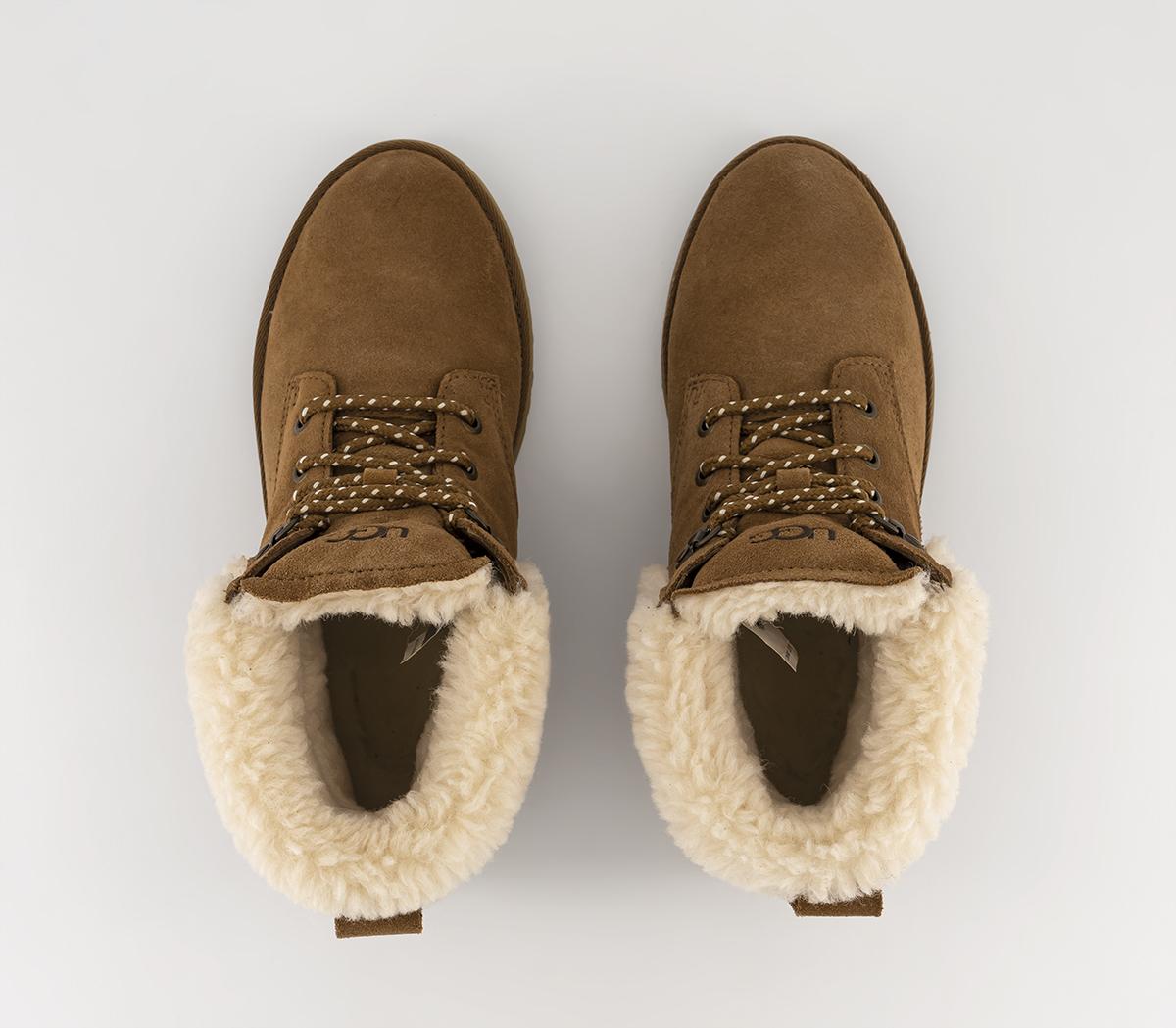 UGG Romely Heritage Lace Up Boots Chestnut Flat Shoes for Women