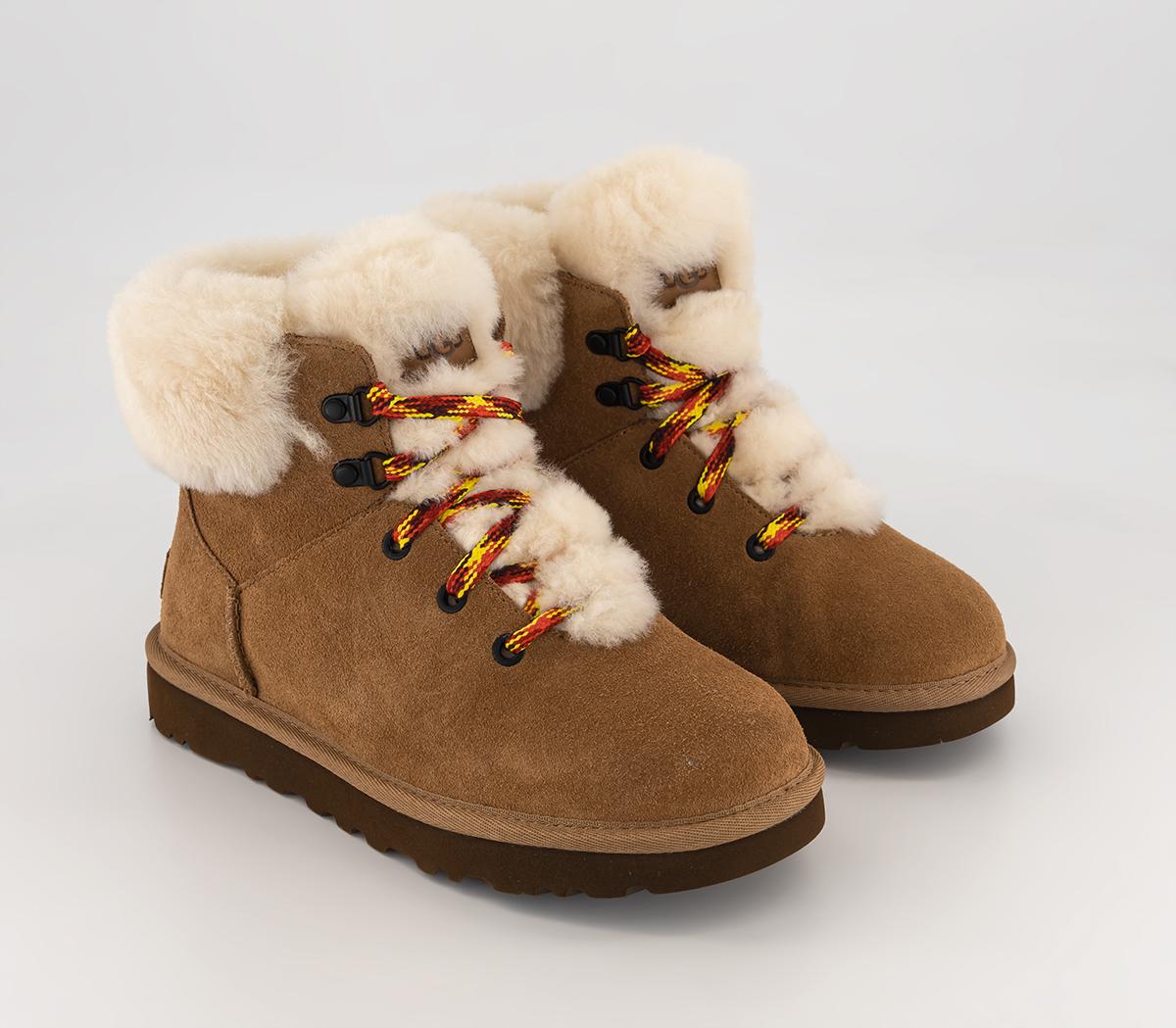 UGG Classic Mini Alpine Lace Boots Chestnut - Women's Ankle Boots