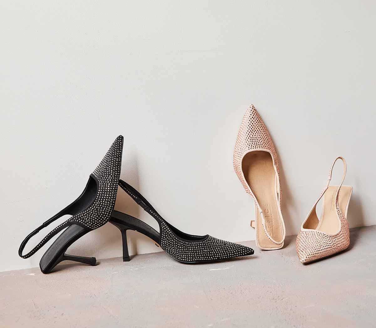OFFICEWide fit Maxi Hot Fix Slingback CourtsRose Gold Embellished