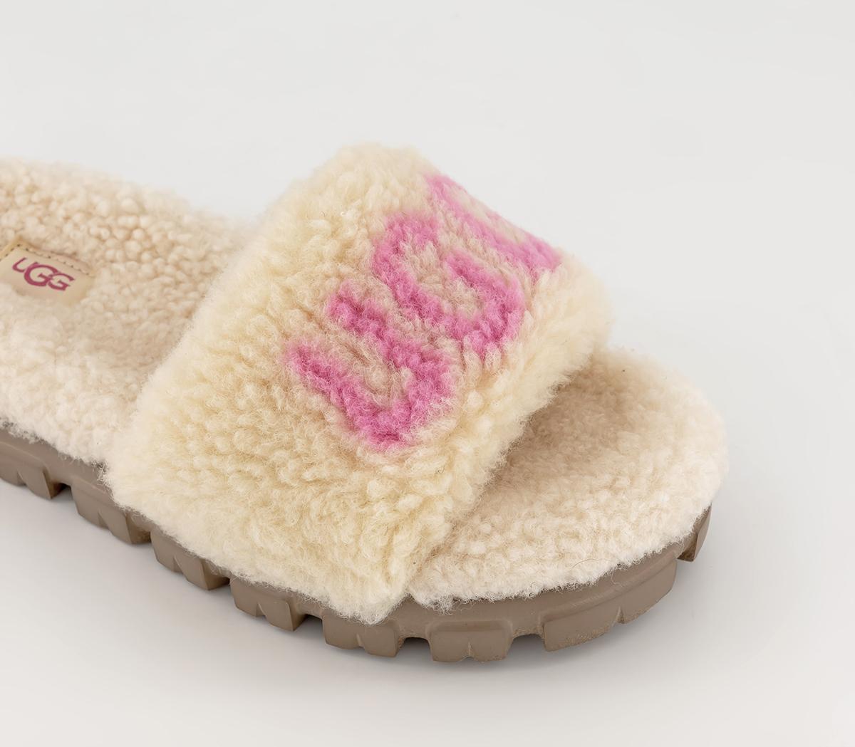 UGG Cozetta Curly Graphic Slippers Natural Carnation Premium Gifts