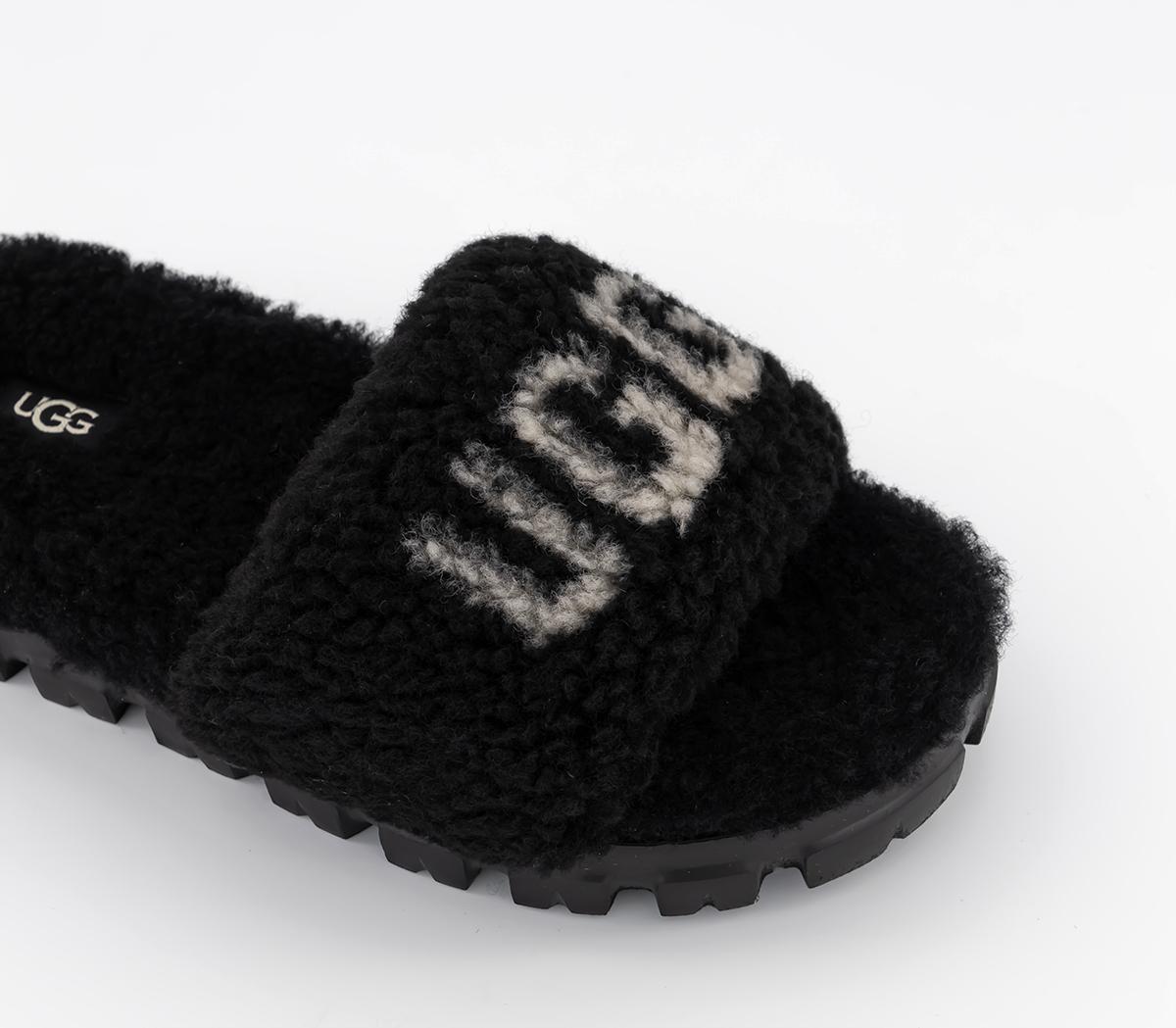 UGG Cozette Curly Graphic Slippers Black - Premium Gifts