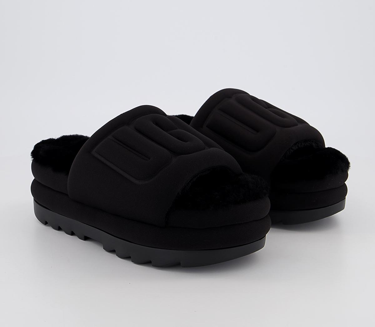 UGG Maxi Platform Graphic Slide Slippers Black Women’s Sandals