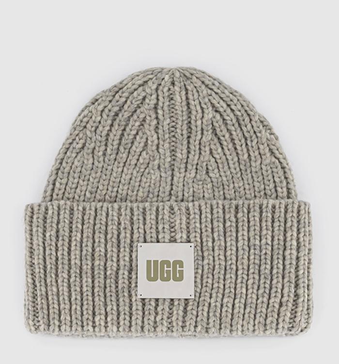 UGG Rib Knit Beanie Hat Light Grey