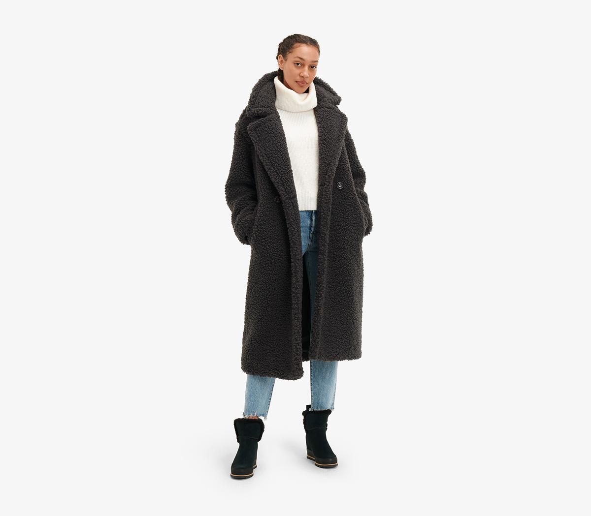UGGGertrude Long Teddy Coat UGGGertrude Long Teddy CoatInk Black