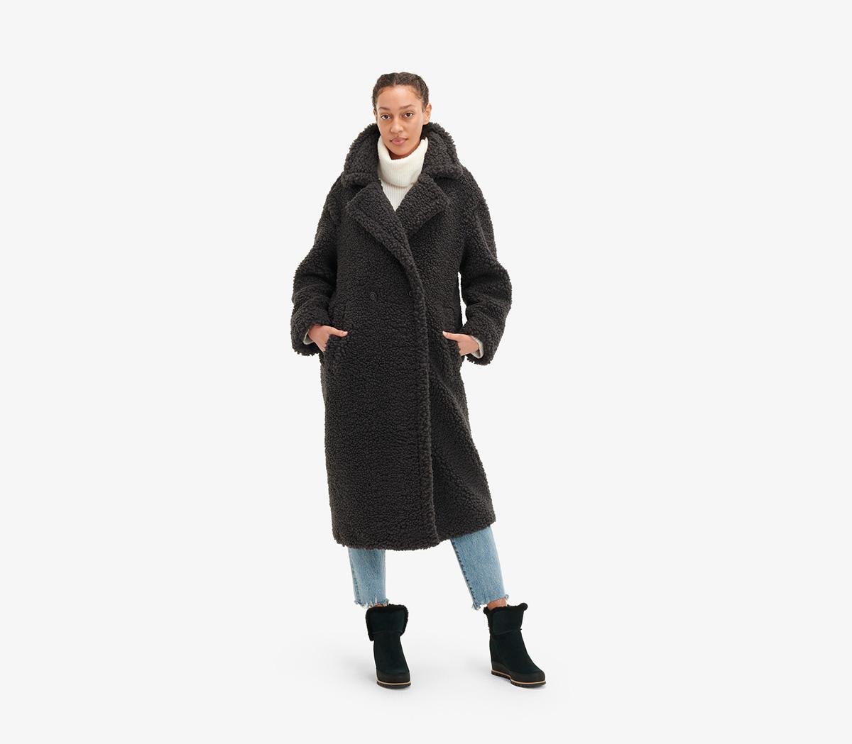 UGGGertrude Long Teddy Coat UGGGertrude Long Teddy CoatInk Black
