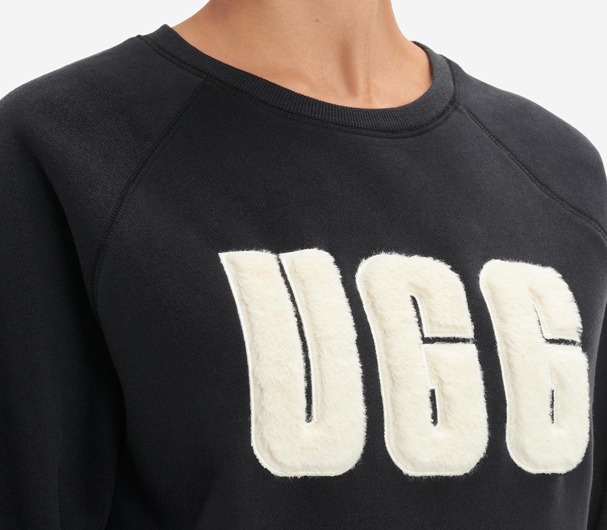 UGG Madeline Fuzzy Logo Crewneck Black Cream - Accessories