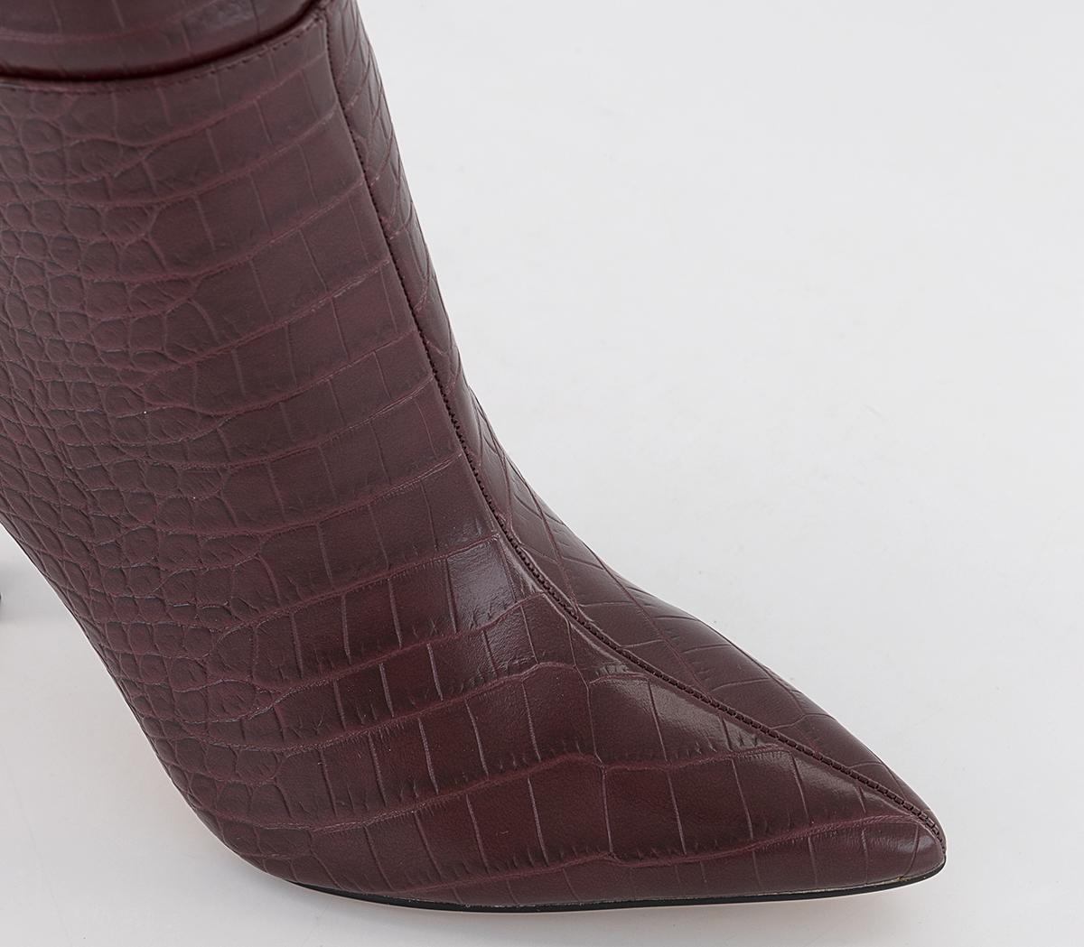 OFFICE Wide Fit Kitty Croc Knee Boots Burgundy Croc - Knee High Boots