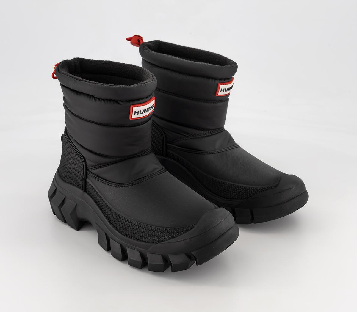 Hunter Intrepid Short Snow Boots Black Women's Ankle Boots