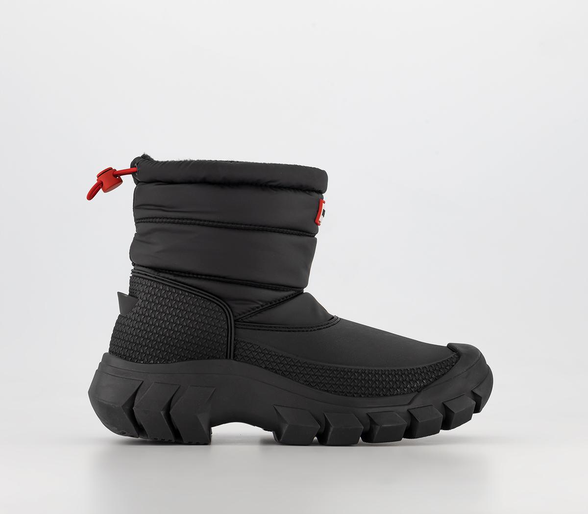 Hunter Intrepid Short Snow Boots Black Women's Ankle Boots