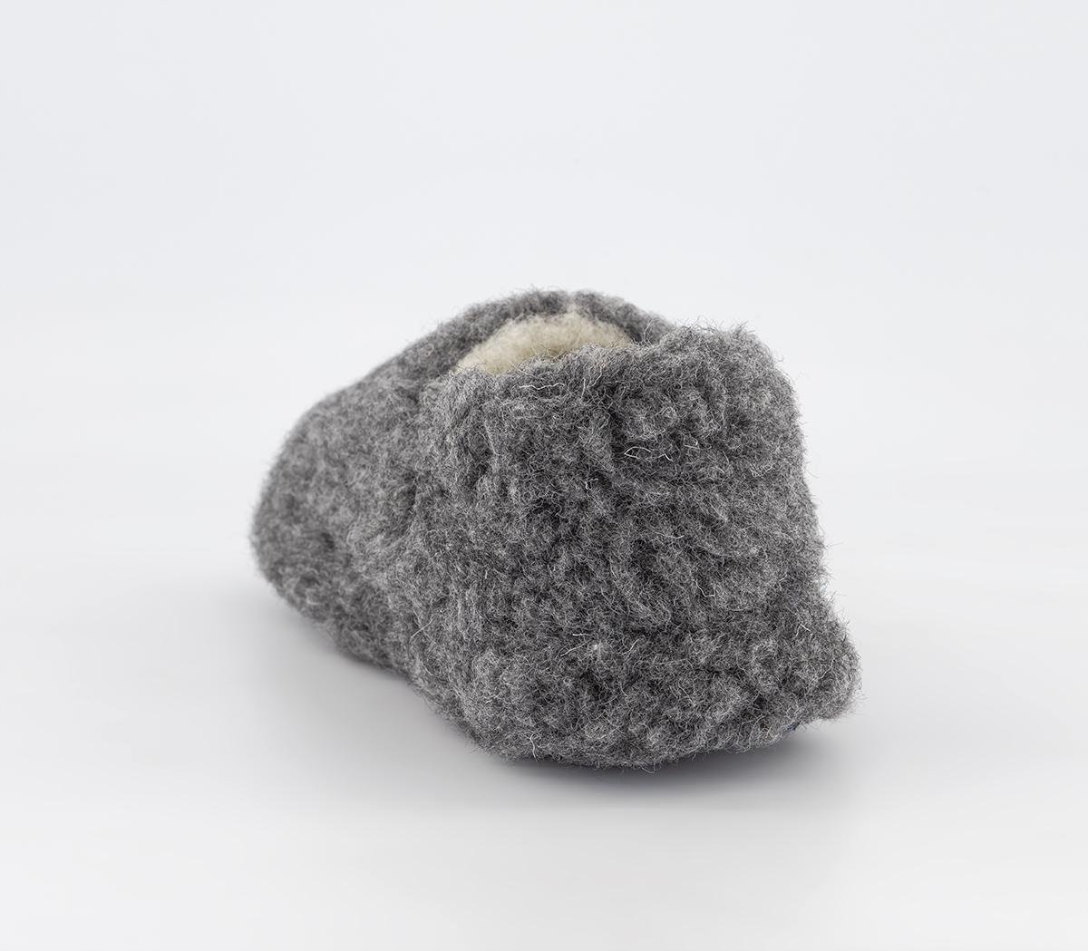 Yoko WoolSiberian One Tone Slippers Dark Grey