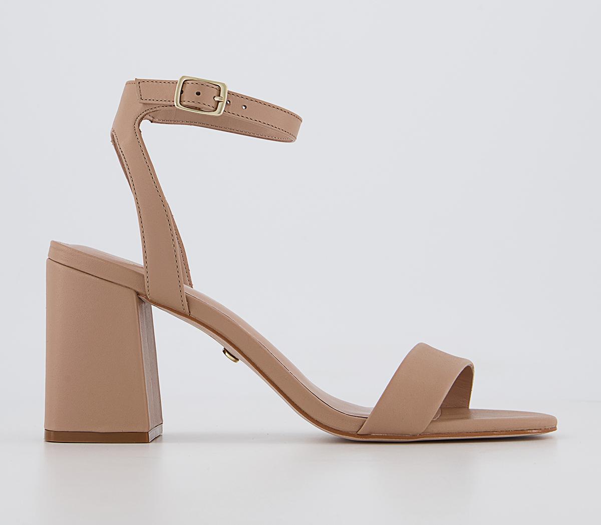 Maple Ankle Strap Black Heels Nude Leather
