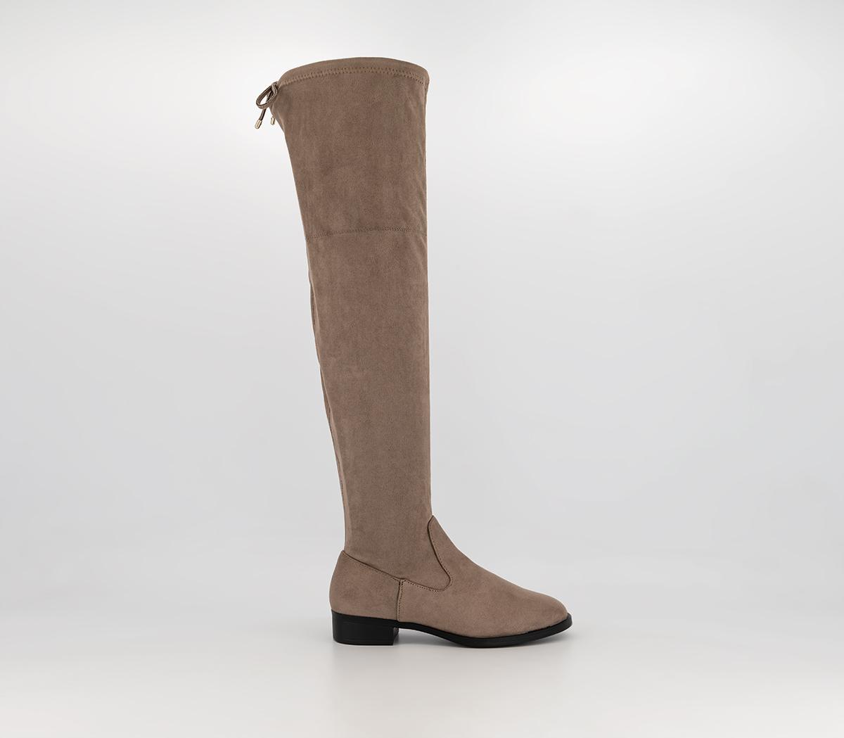 Wide Fit Kai Stretch Over The Knee Boots Taupe