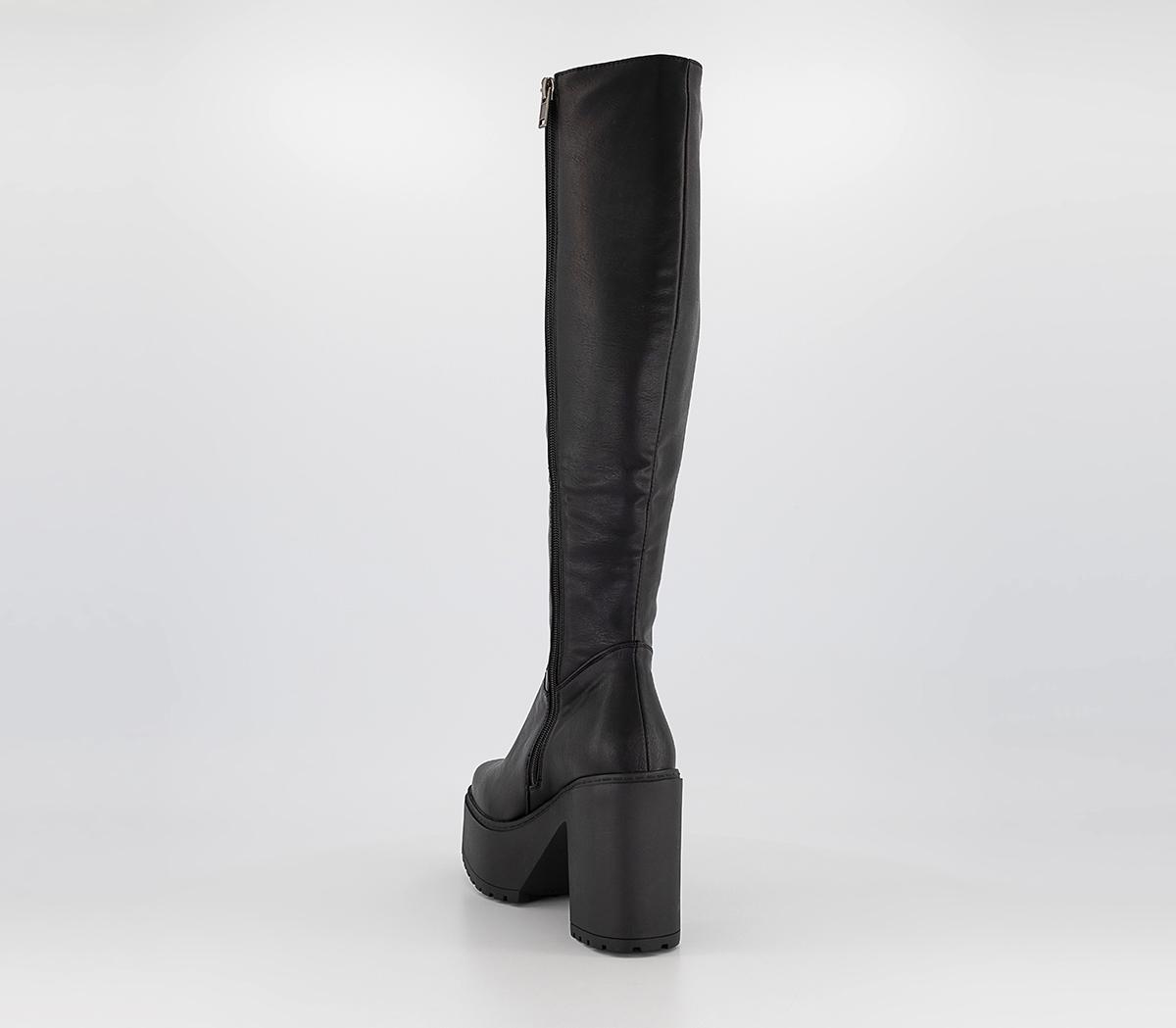 Lamoda Platform Knee High Boots Black New Season Womens