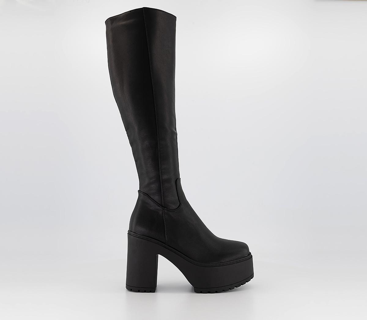 Lamoda Platform Knee High Boots Black - New Season Women's
