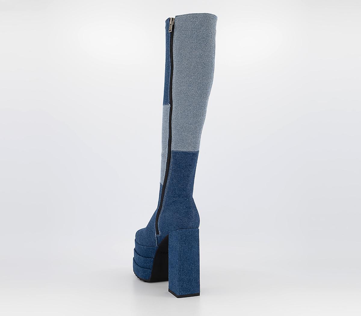 LamodaPlatform Knee High BootsBlue Denim