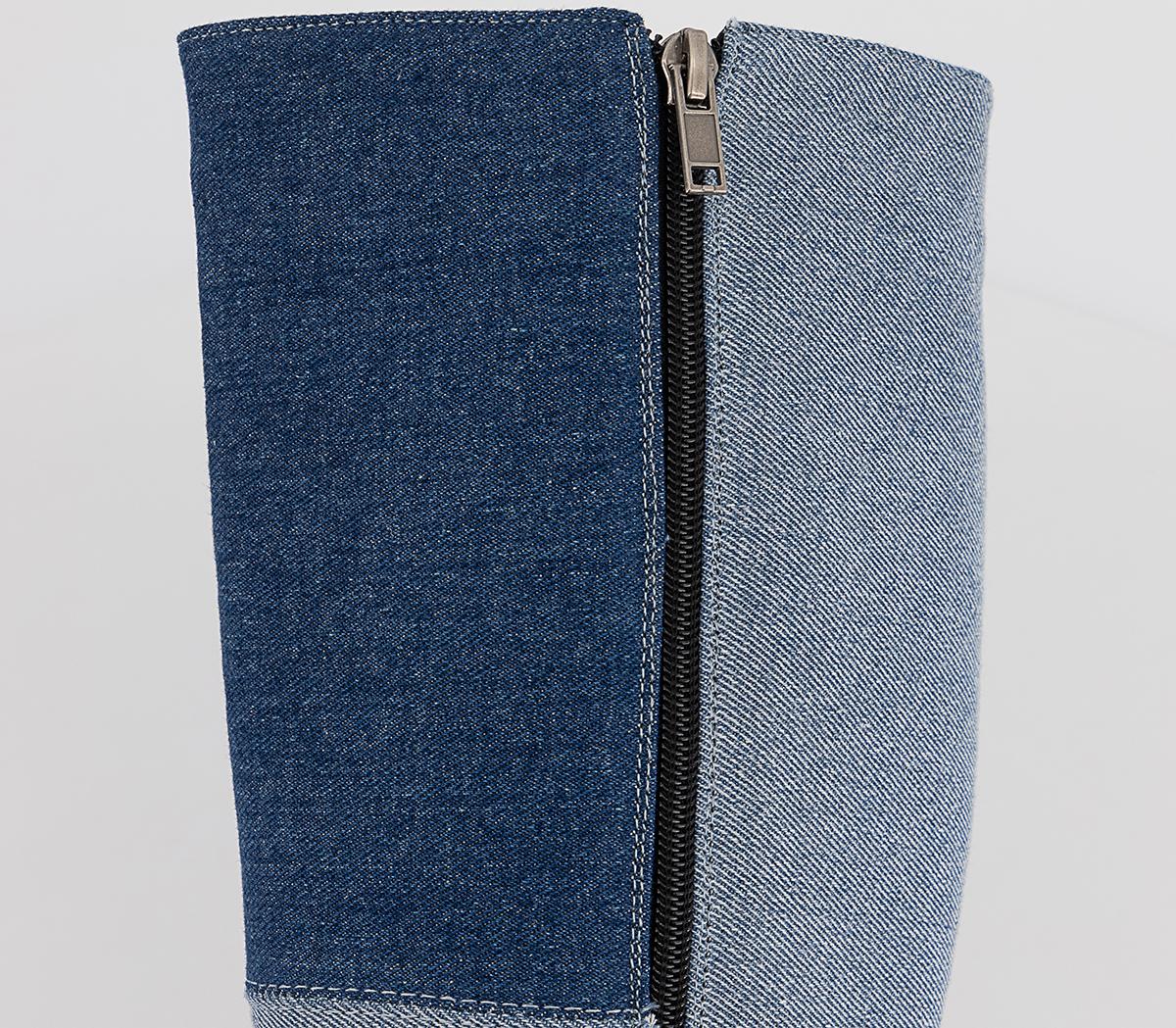 LamodaPlatform Knee High BootsBlue Denim