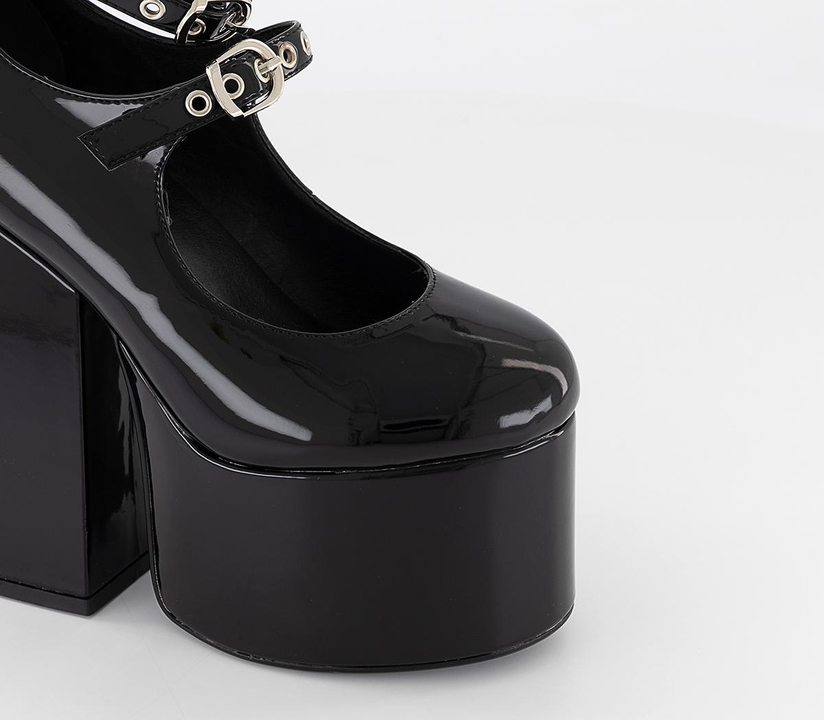 Lamoda Platform Mary Jane Heels Black Patent - Heels