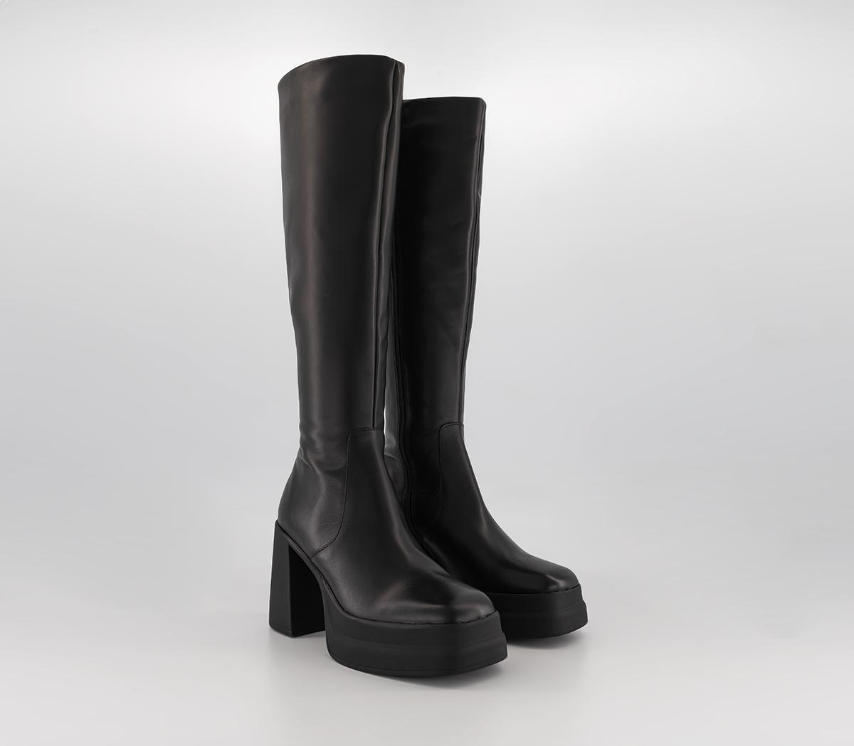 OFFICE Womens Krane Platform Skin Boots Black Leather, 6
