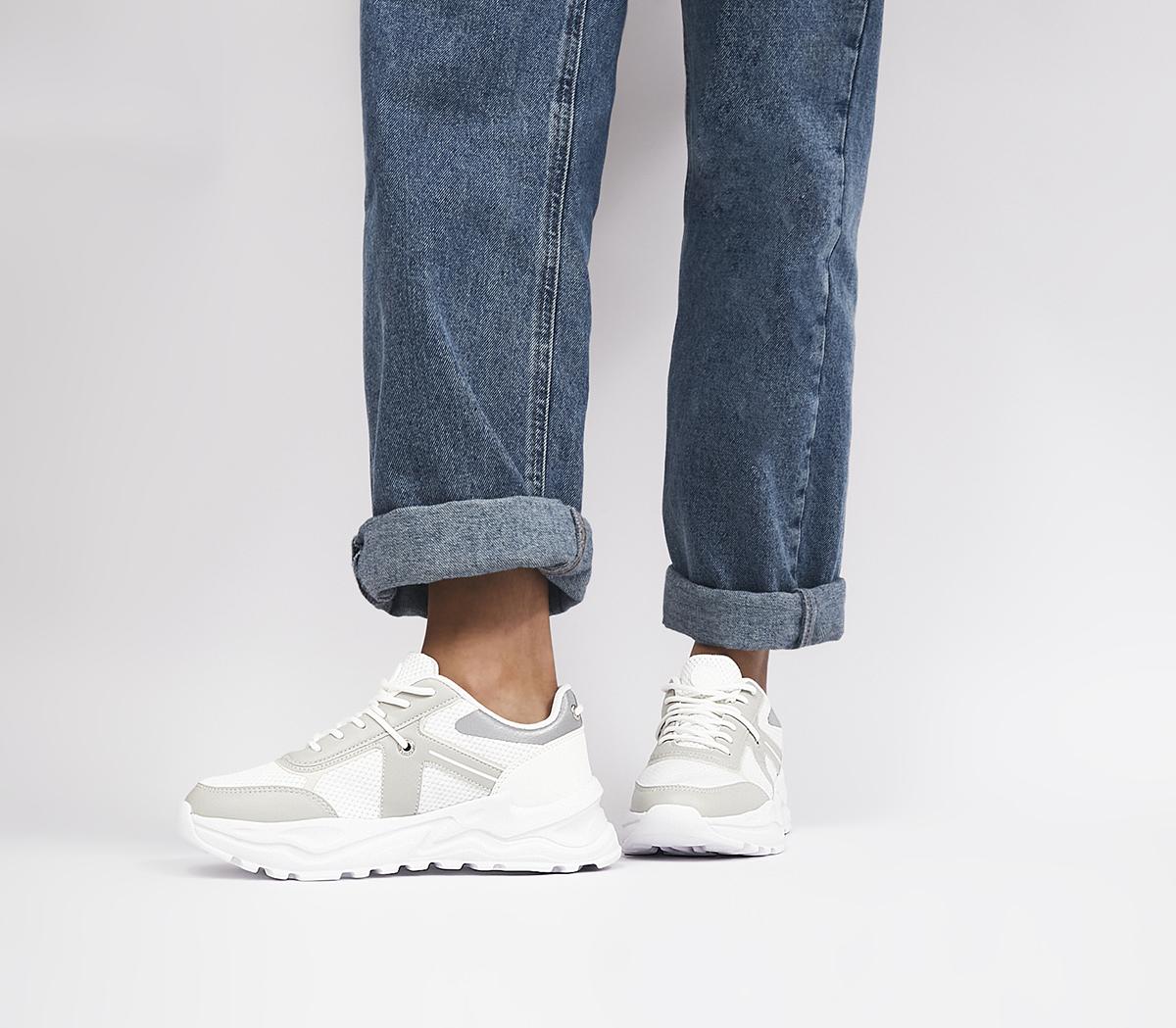 OFFICEFuturistic Chunky Lace Up TrainersWhite Mix