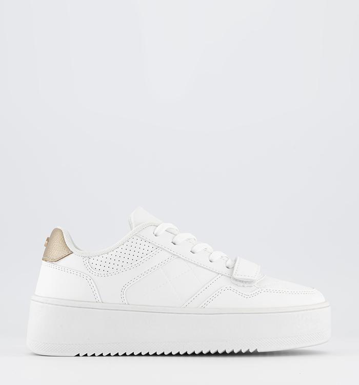 OFFICE Frankie Embossed Lace Up Trainers White