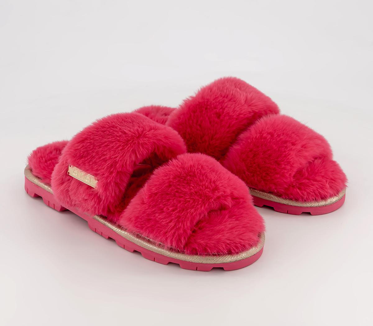 OFFICE Womens Roxy Double Strap Slippers Hot Pink, 5 - 6