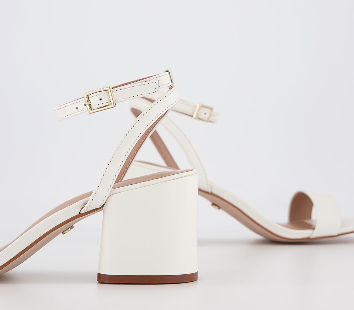 OFFICE Marina Ankle Strap Low Block Heels OFFICE Marina Ankle Strap Low Block Heels White Leather